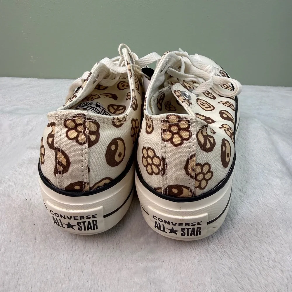 Converse Chuck Taylor All Star Platform Ox Smiley Peace Yin Yang Tan Womens 8 - Picture 3 of 12